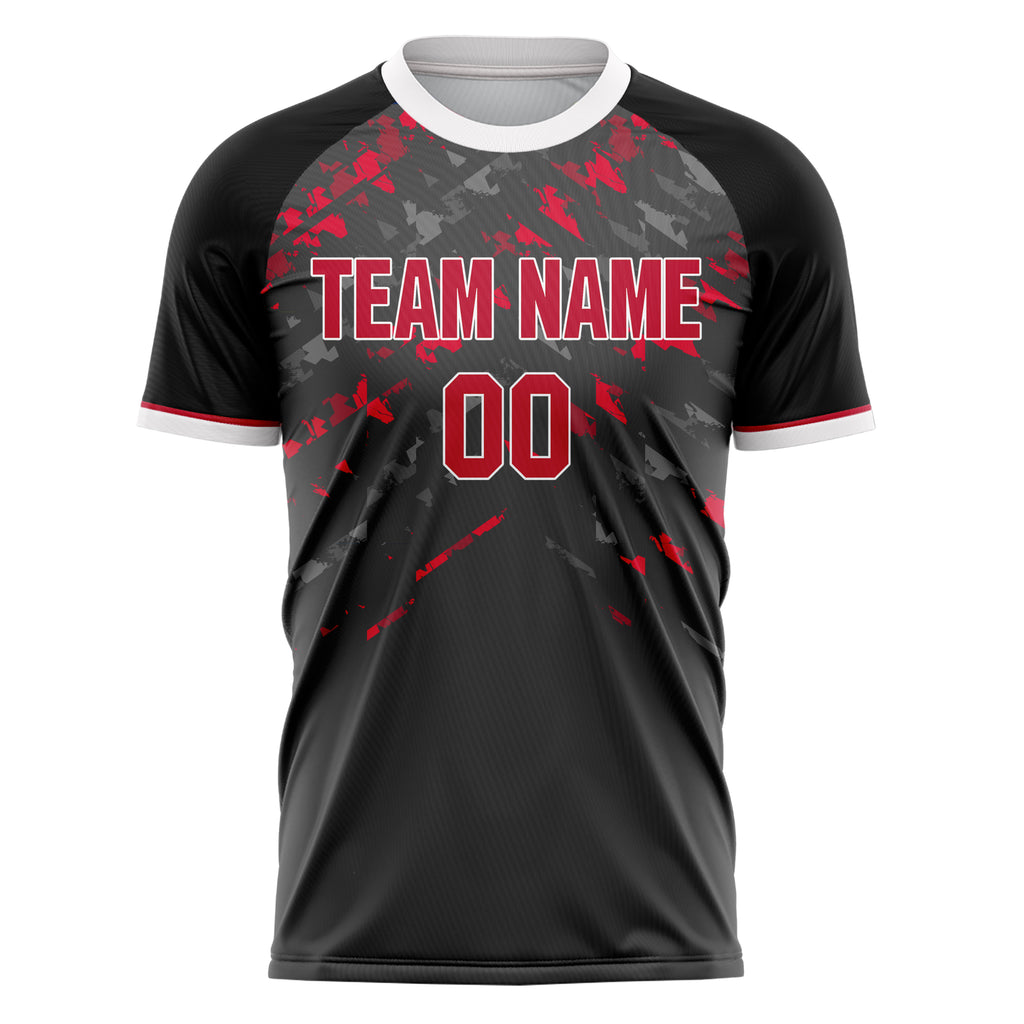 Personalized Gray & Red Pattern Soccer Jersey