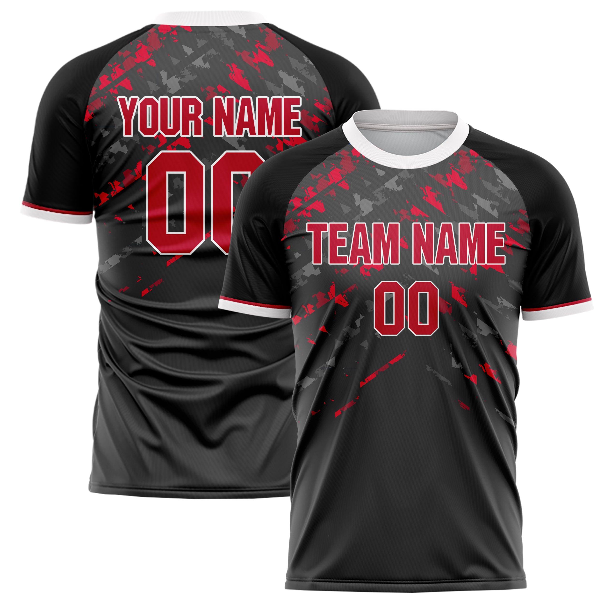 Personalized Gray & Red Pattern Soccer Jersey