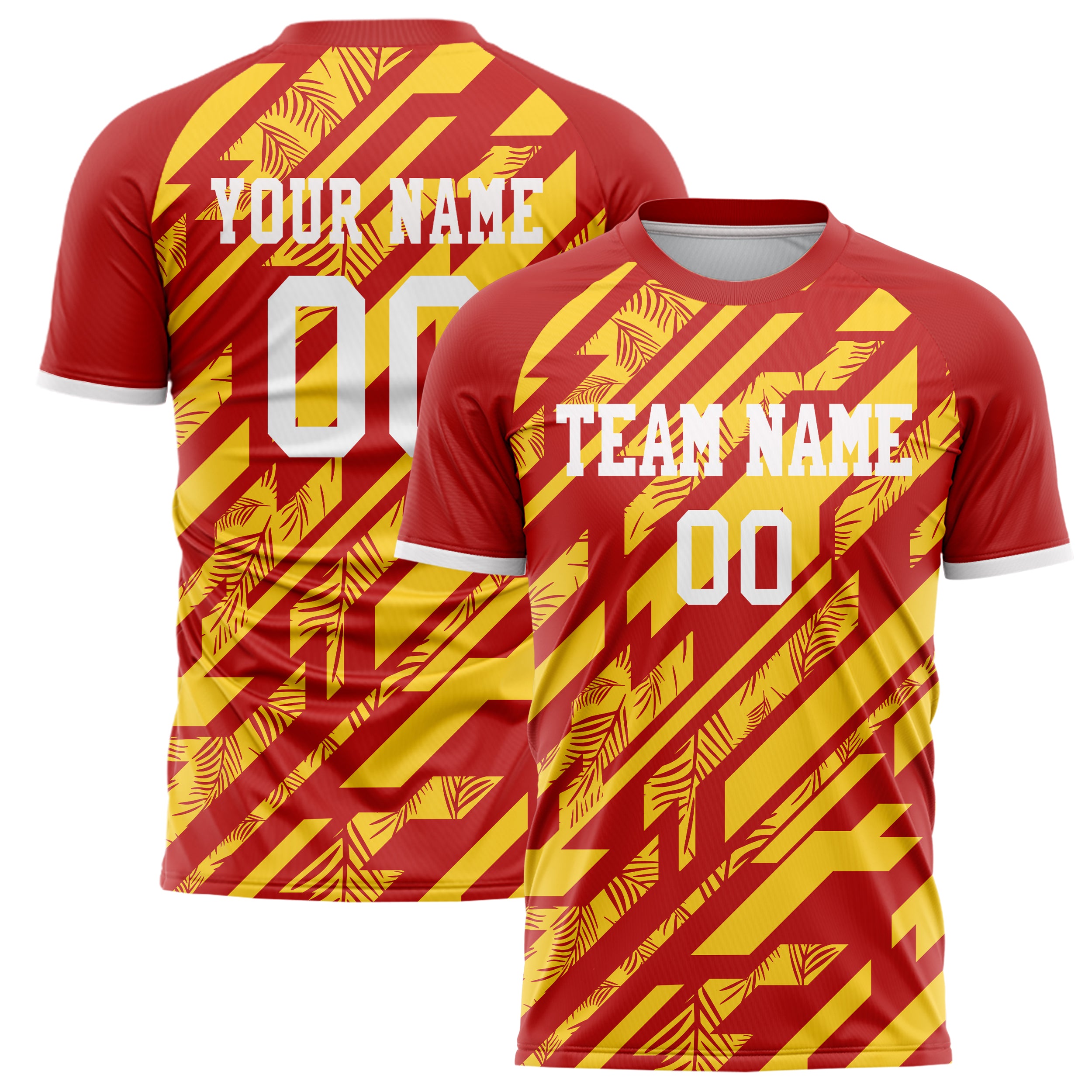 Personalized Gold & Red Pattern Soccer Jersey
