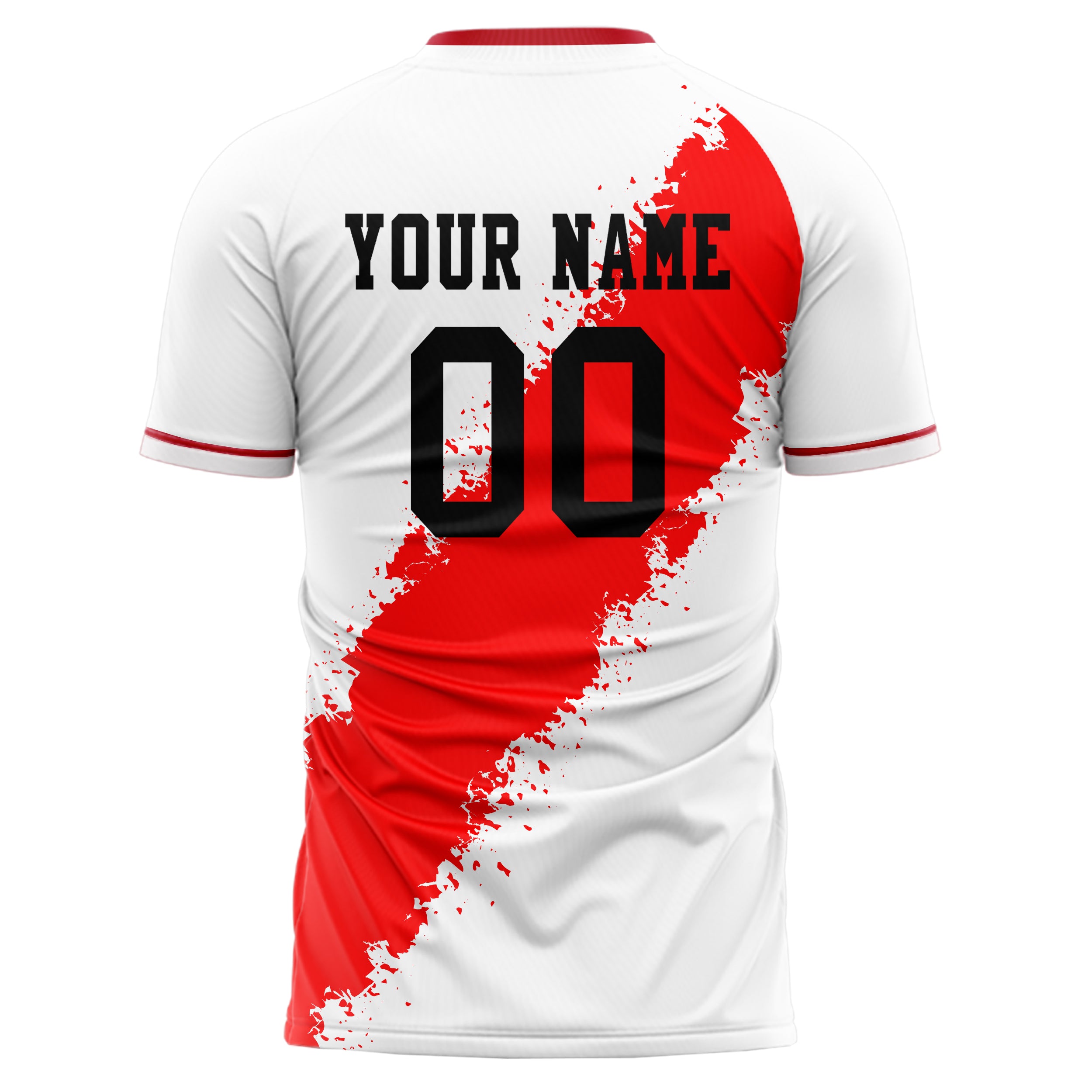 Personalized White & Red Pattern Soccer Jersey