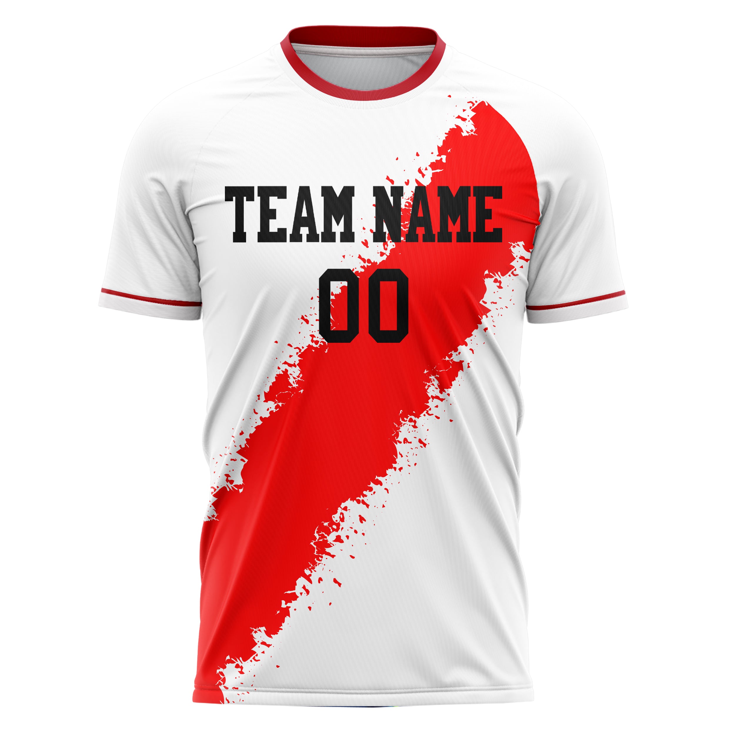 Personalized White & Red Pattern Soccer Jersey