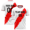 Personalized White & Red Pattern Soccer Jersey