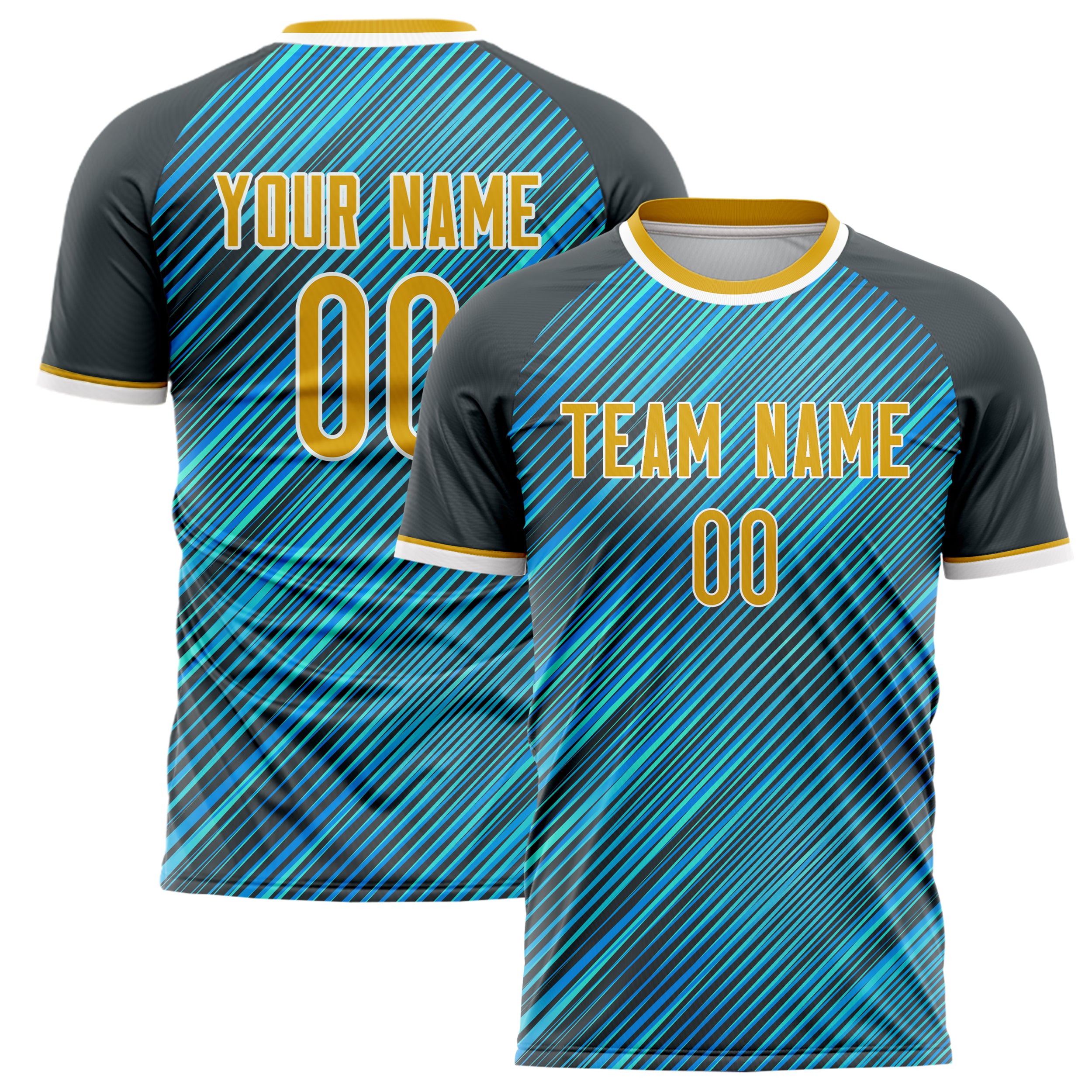 Personalized Teal & Gray Pattern Soccer Jersey