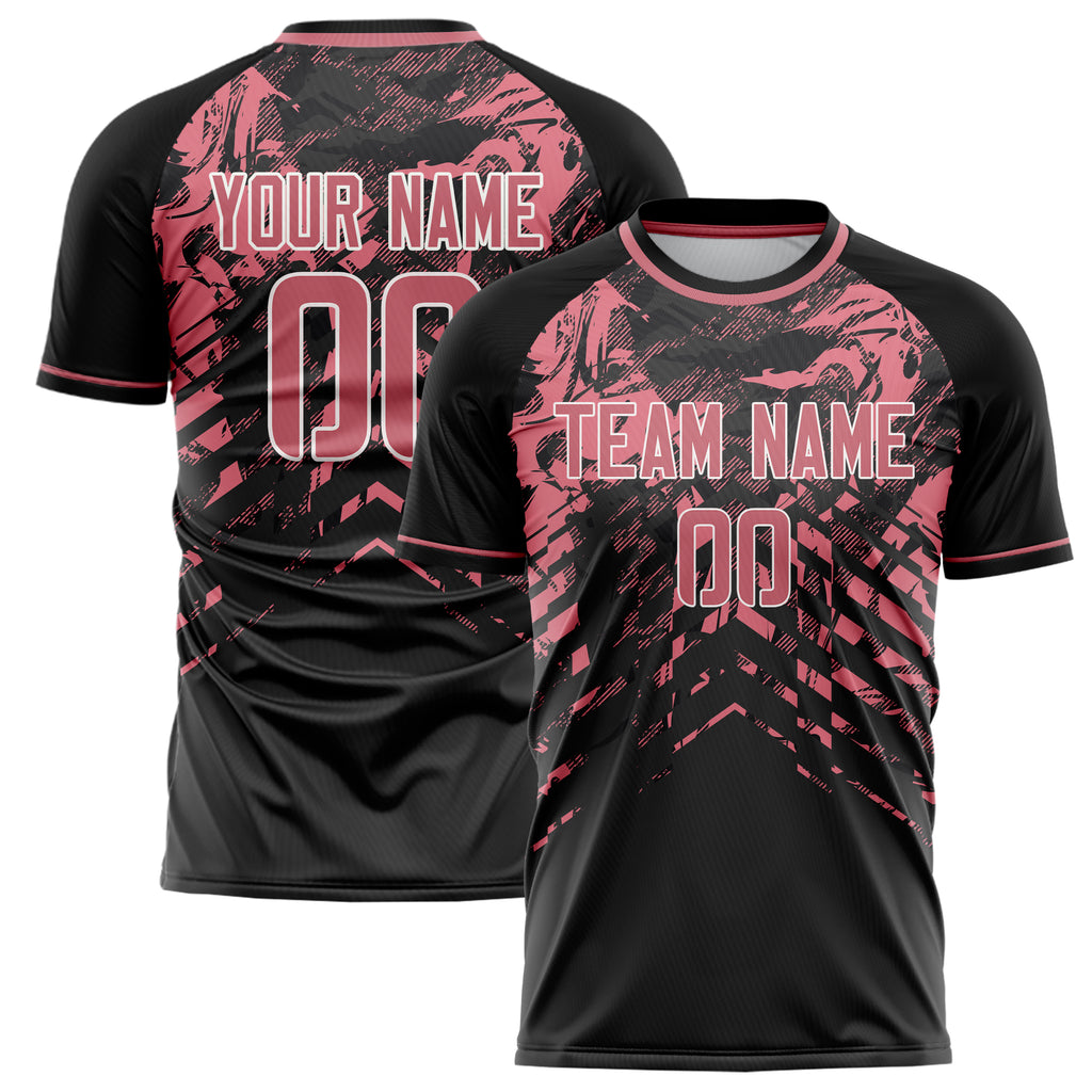 Personalized Black & Pink Pattern Soccer Jersey