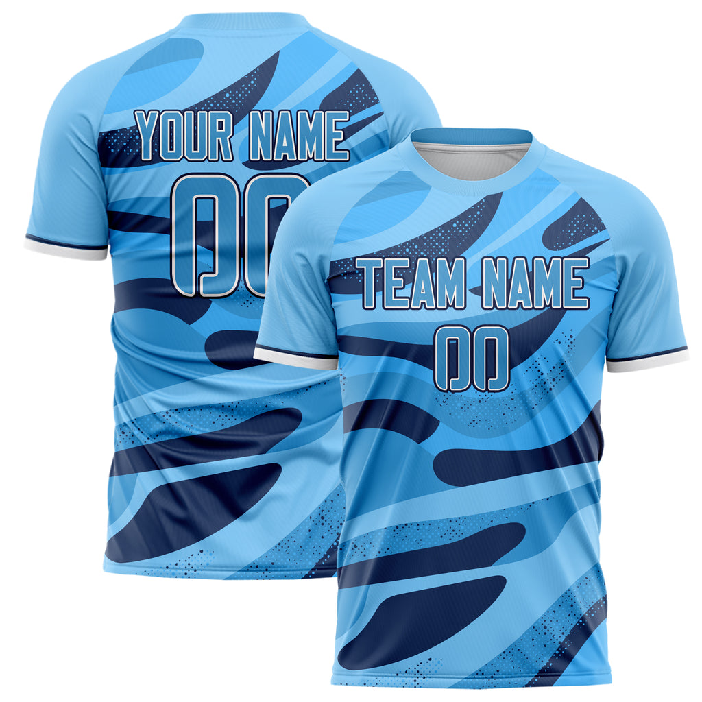 Personalized Light Blue & Navy Pattern Soccer Jersey