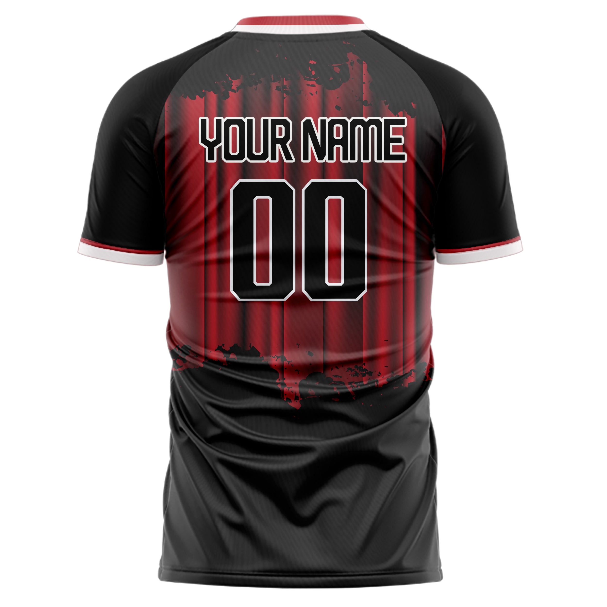 Personalized Black & Red Pattern Soccer Jersey