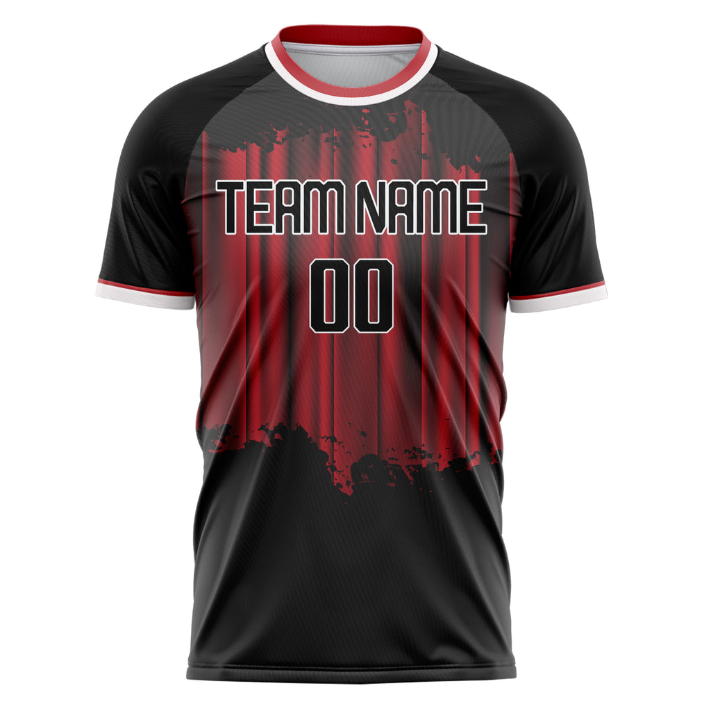 Personalized Black & Red Pattern Soccer Jersey