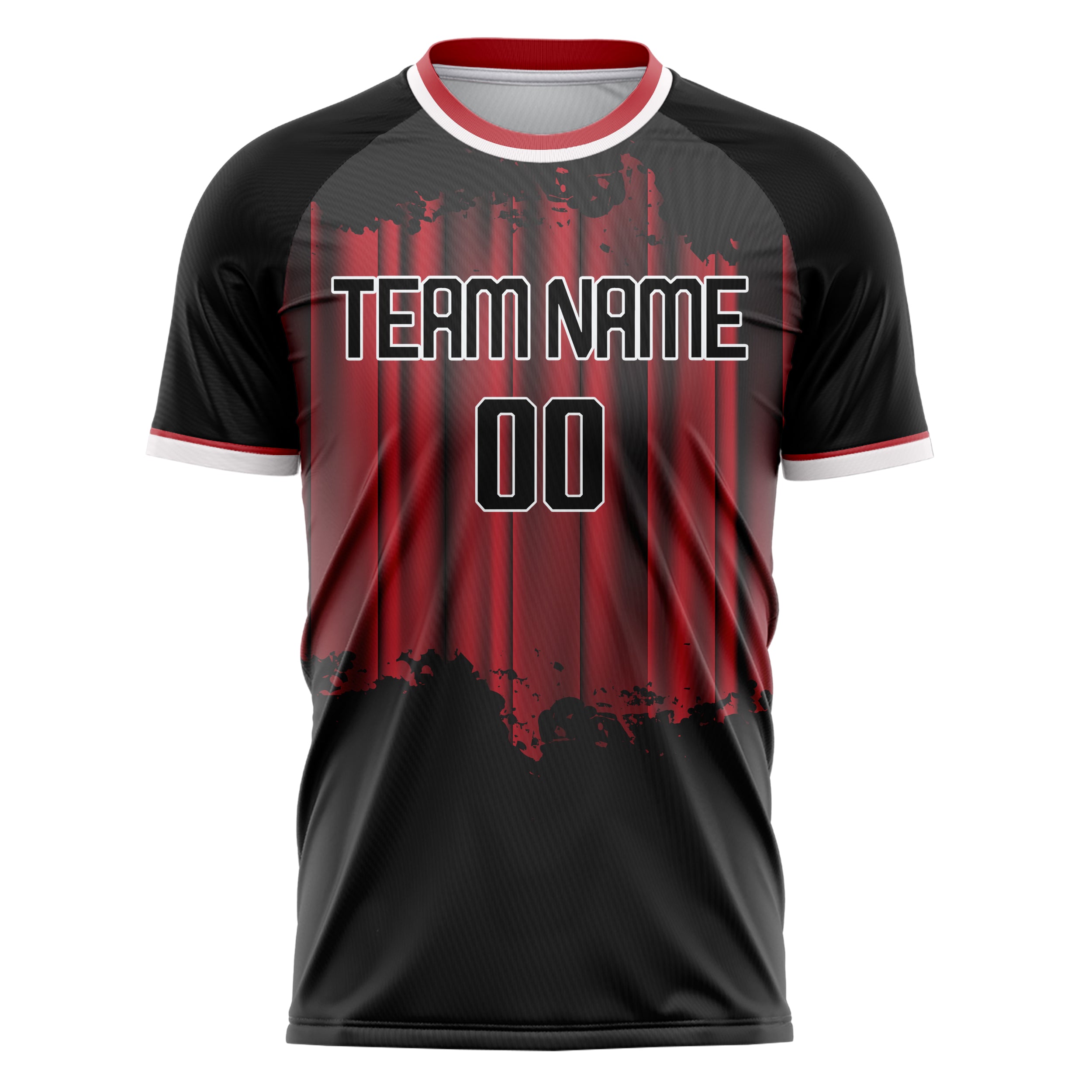 Personalized Black & Red Pattern Soccer Jersey