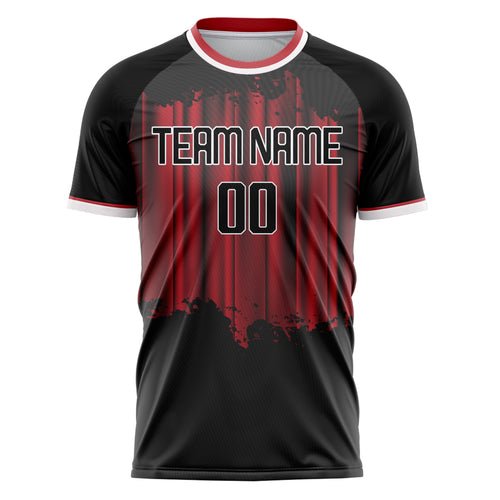 Personalized Black & Red Pattern Soccer Jersey