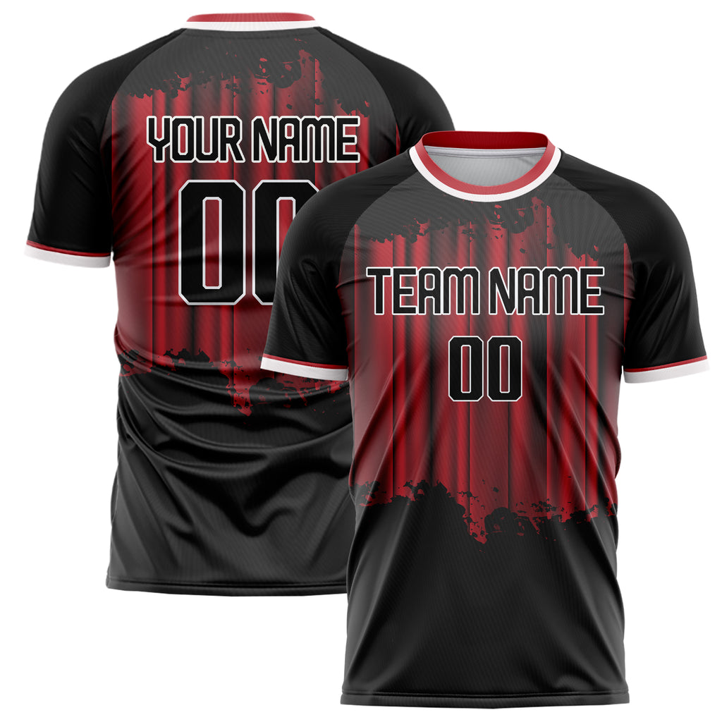 Personalized Black & Red Pattern Soccer Jersey