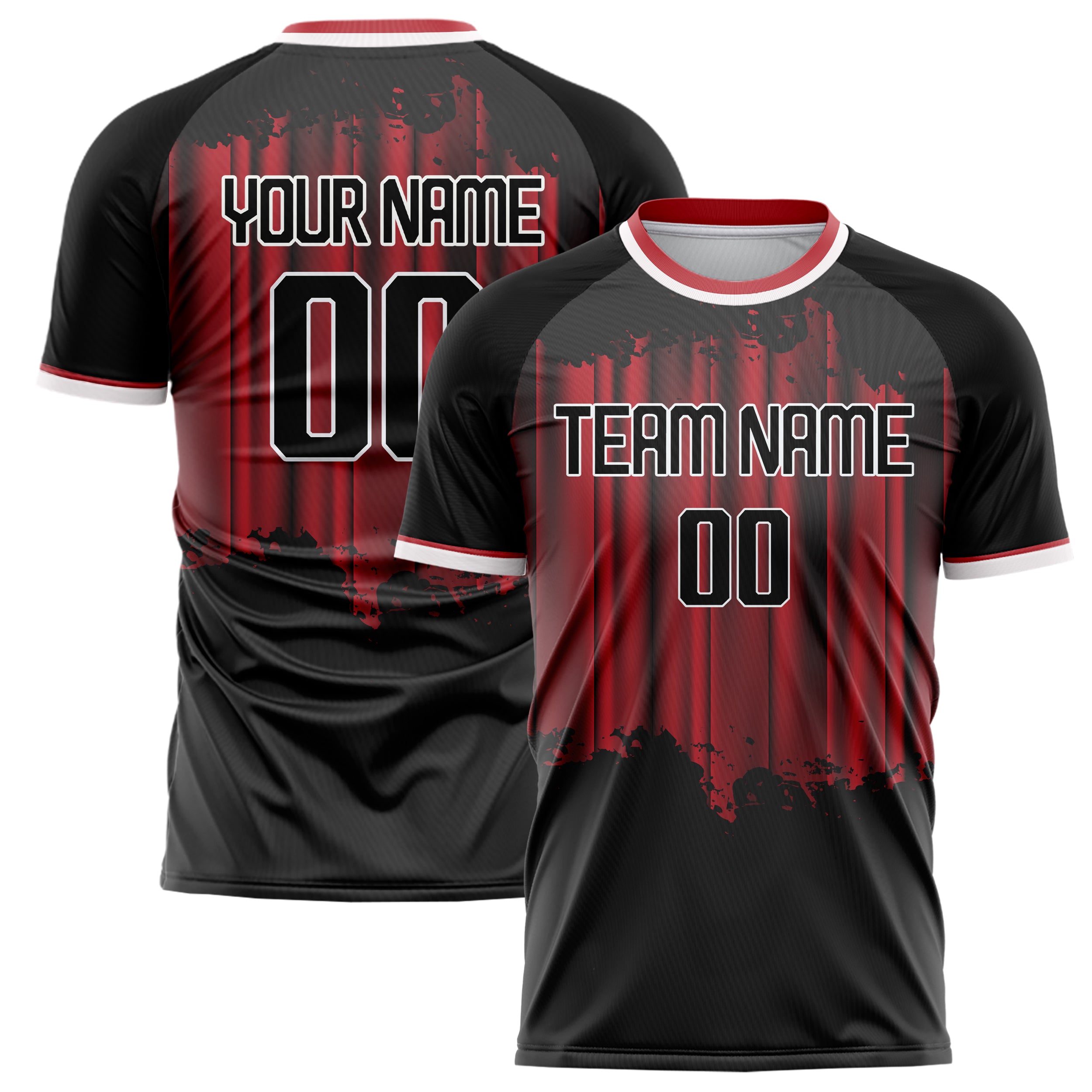 Personalized Black & Red Pattern Soccer Jersey