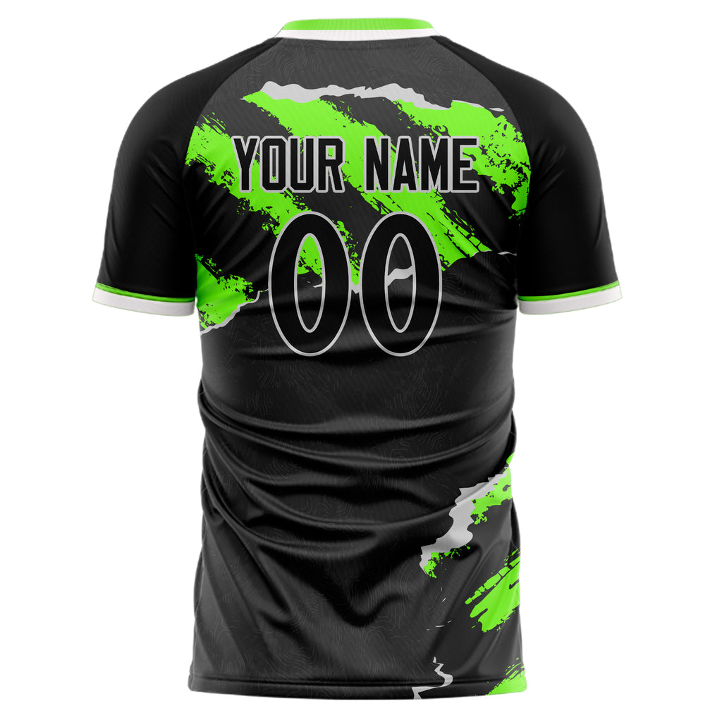 Personalized Black & Neon Green Pattern Soccer Jersey