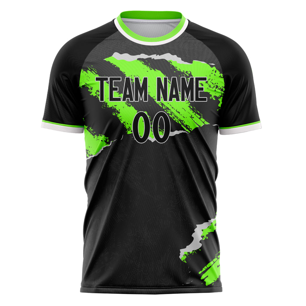 Personalized Black & Neon Green Pattern Soccer Jersey