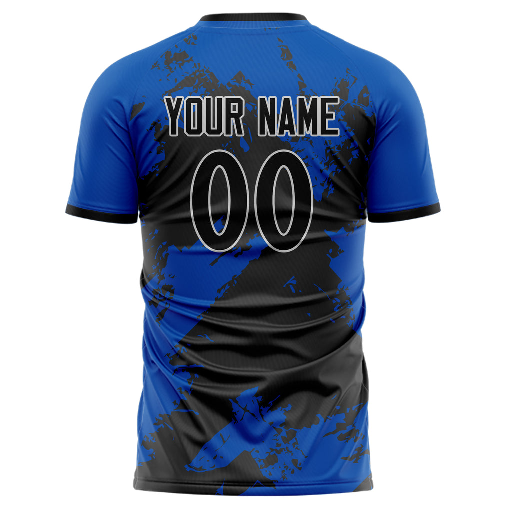 Personalized Royal & Black Pattern Soccer Jersey
