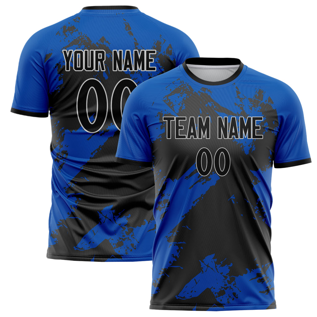 Personalized Royal & Black Pattern Soccer Jersey