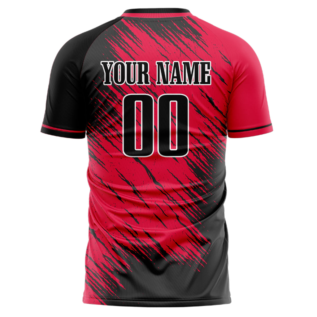 Personalized Red & Black Pattern Soccer Jersey