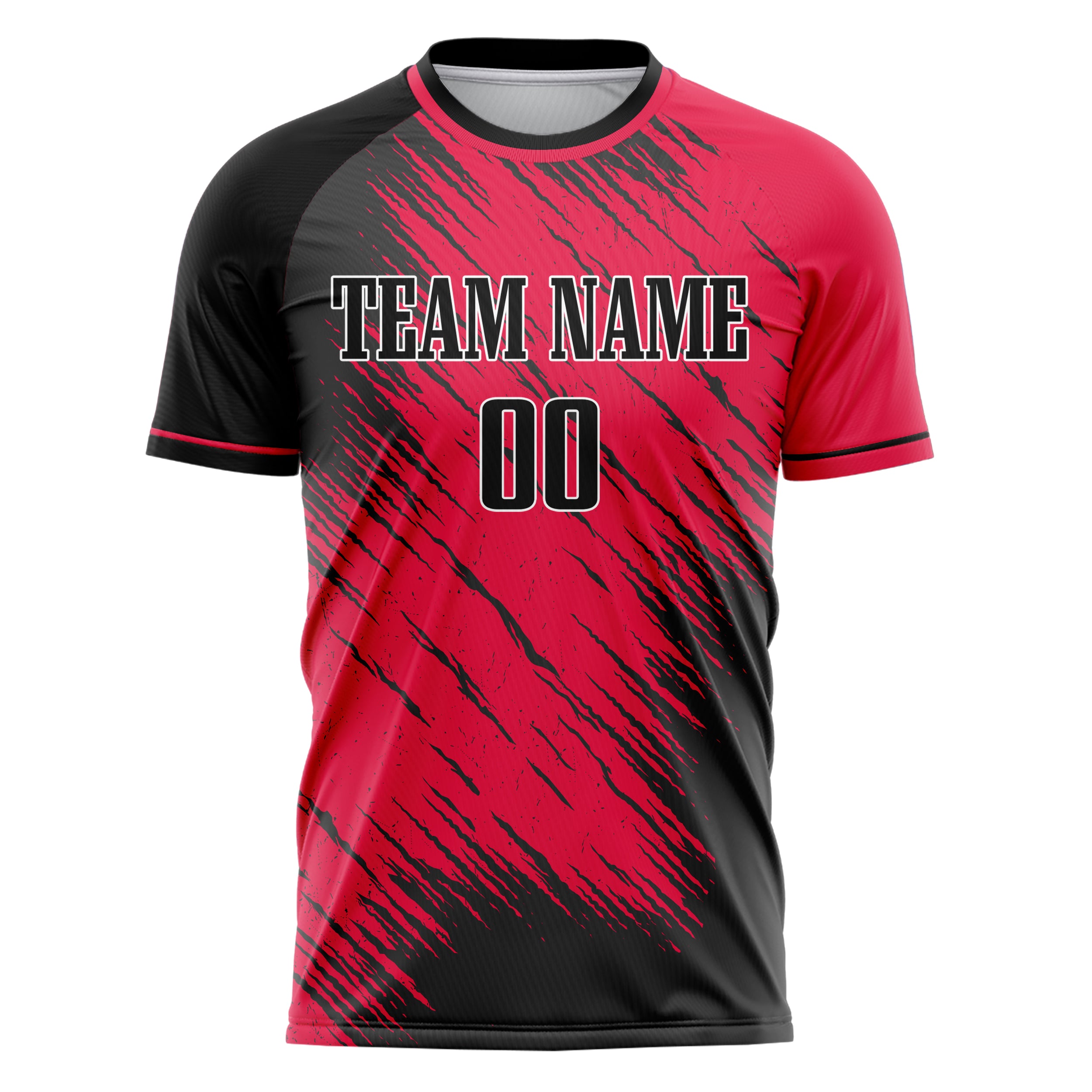 Personalized Red & Black Pattern Soccer Jersey