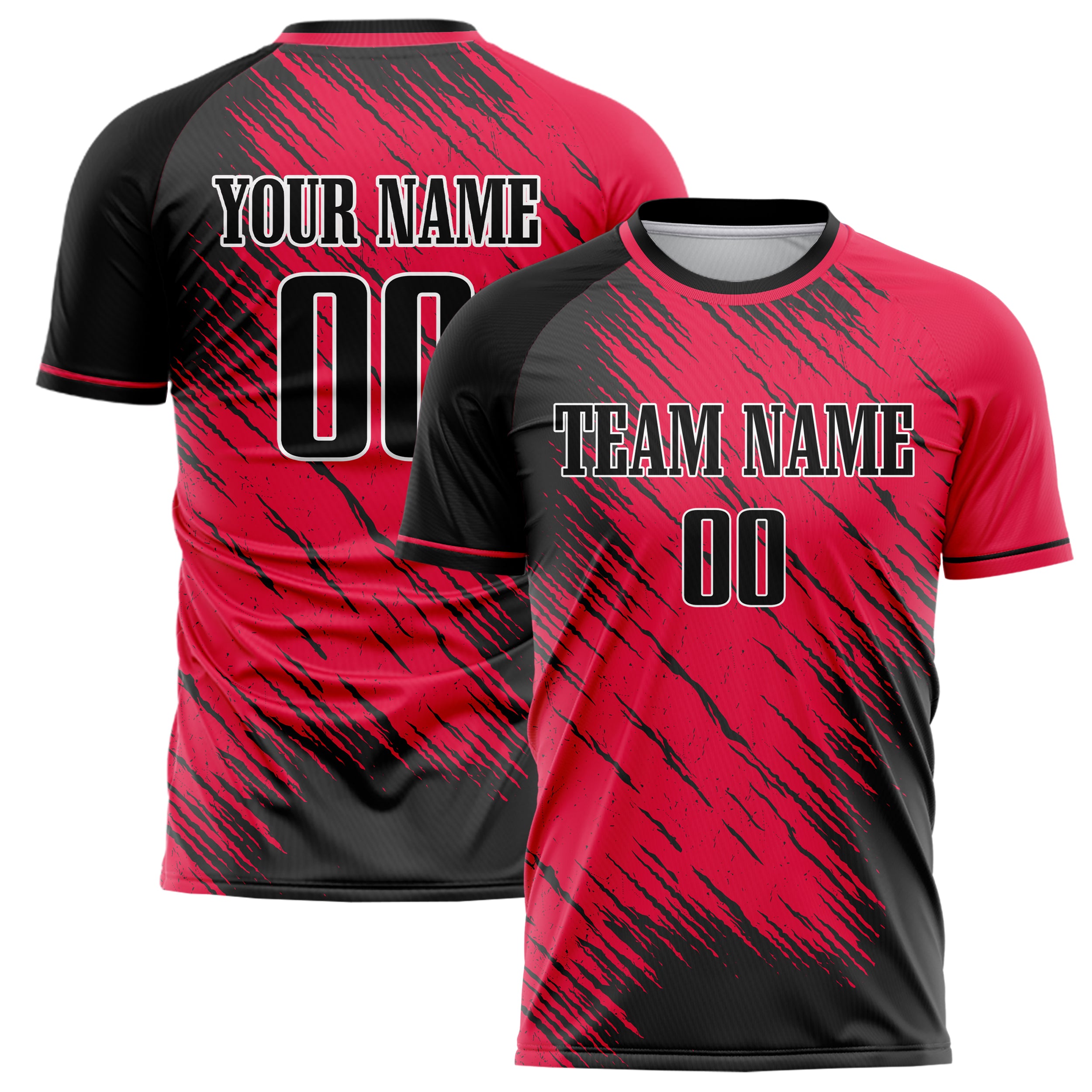 Personalized Red & Black Pattern Soccer Jersey