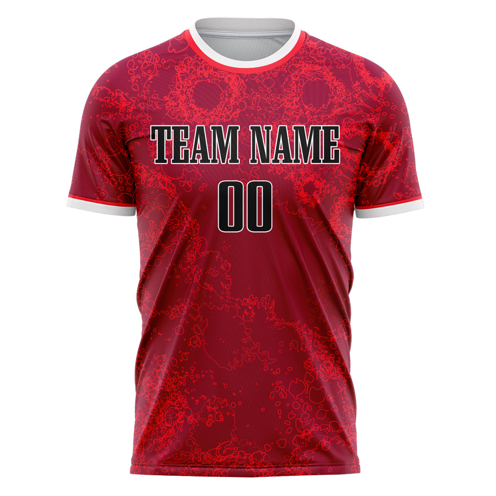 Personalized Red & Black Pattern Soccer Jersey