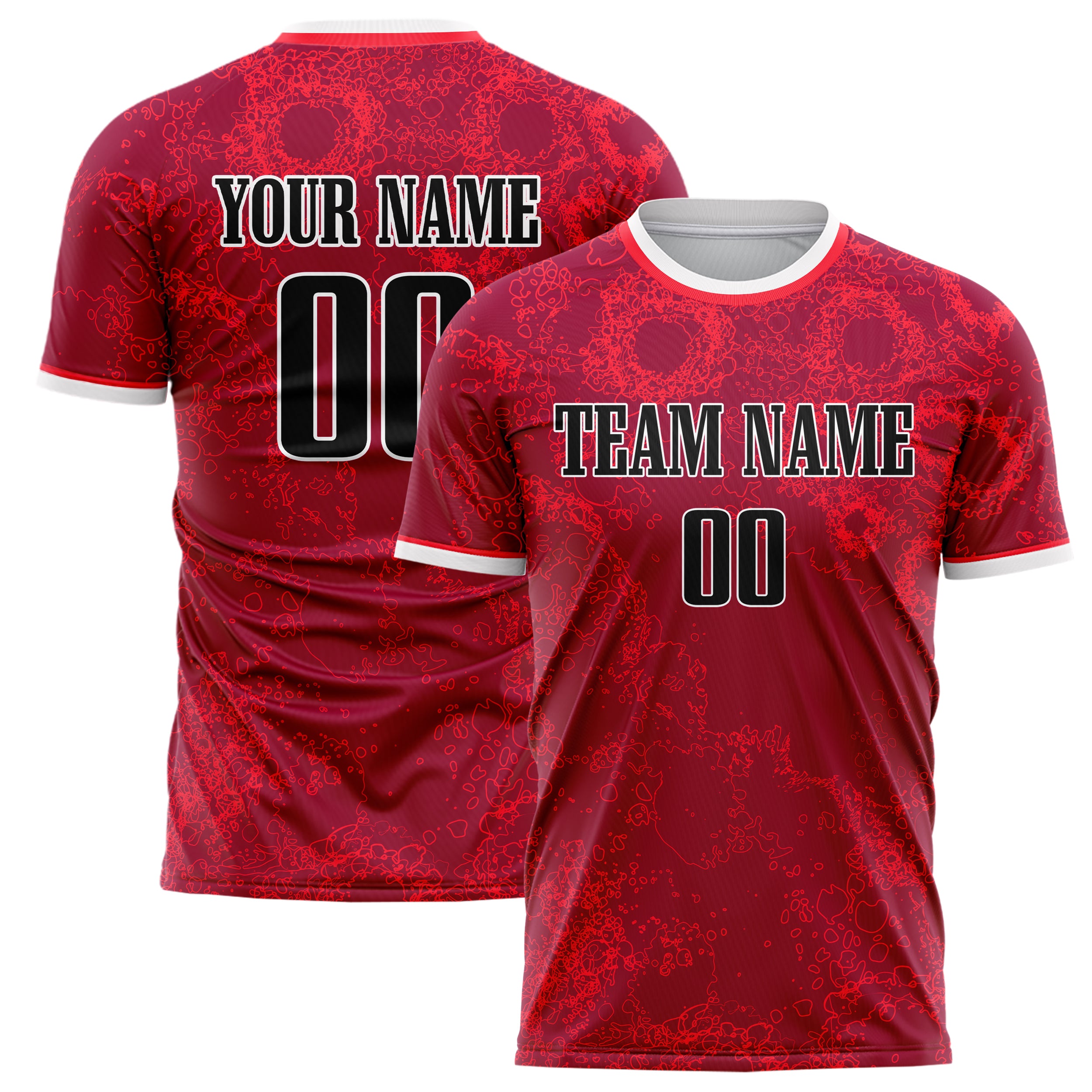 Personalized Red & Black Pattern Soccer Jersey