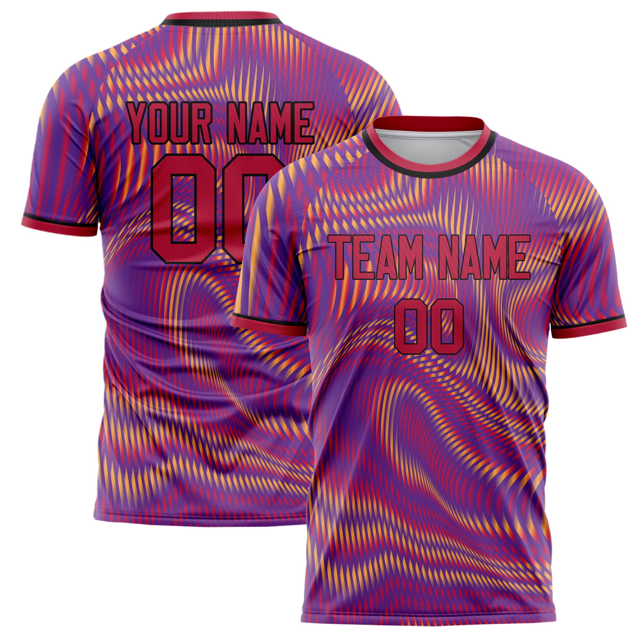 Personalized Purple & Red Pattern Soccer Jersey