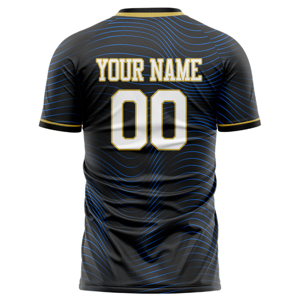 Personalized Black & Blue Pattern Soccer Jersey