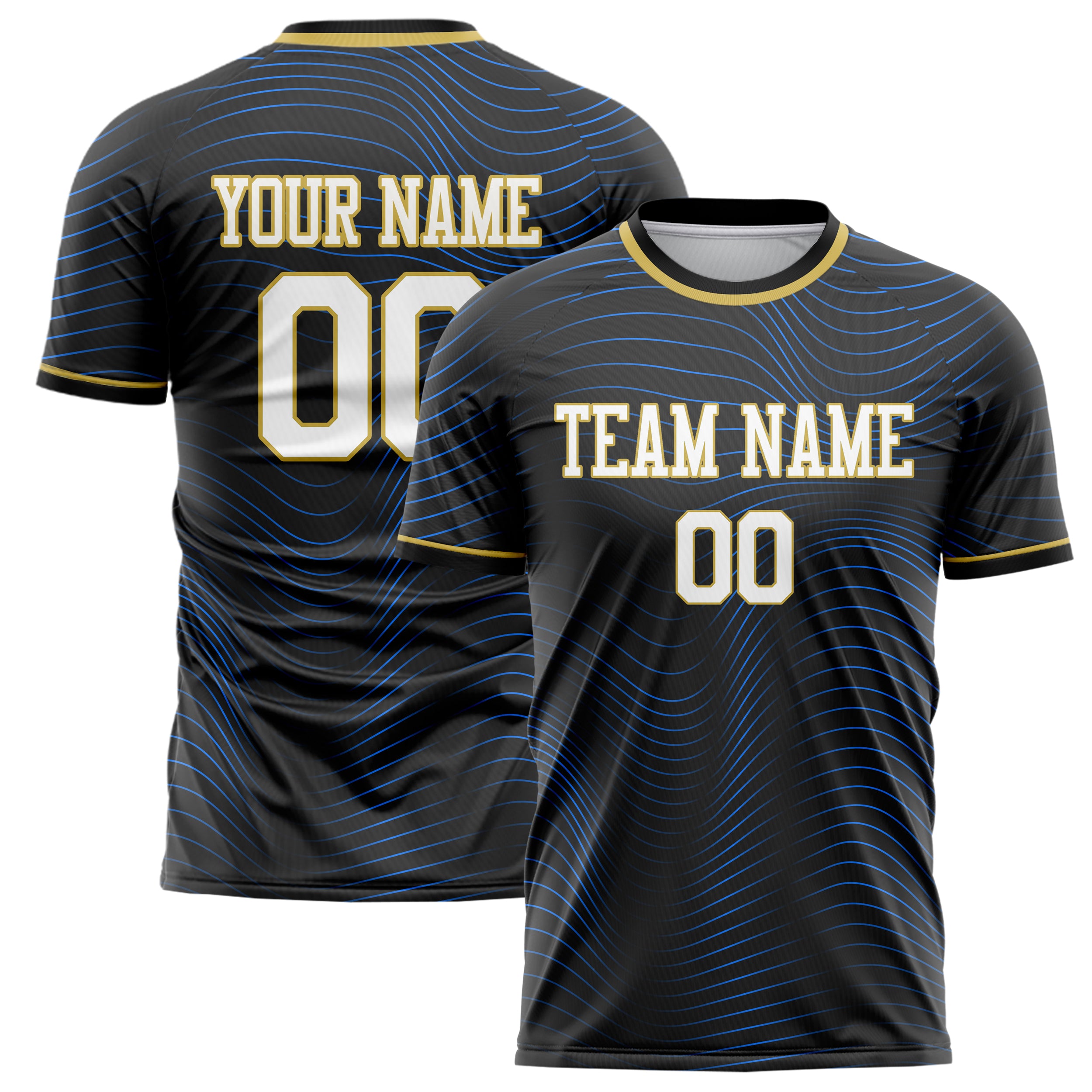 Personalized Black & Blue Pattern Soccer Jersey