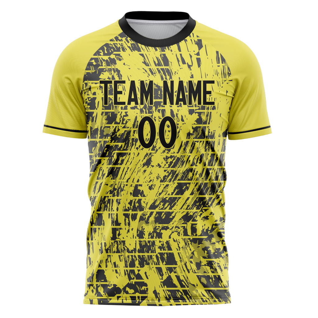 Personalized Yellow & Black Pattern Soccer Jersey