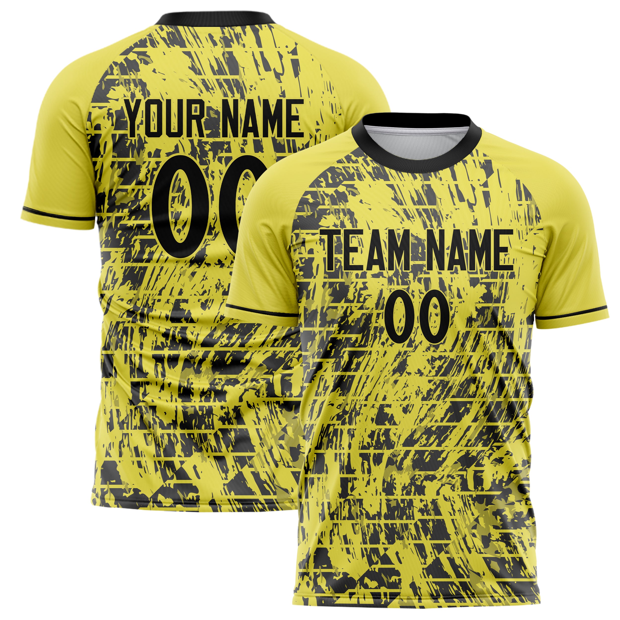 Personalized Yellow & Black Pattern Soccer Jersey