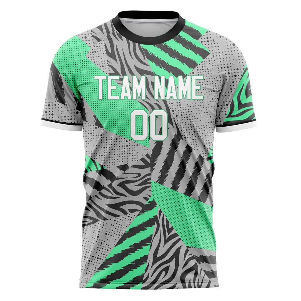 Personalized Gray & Teal Pattern Soccer Jersey