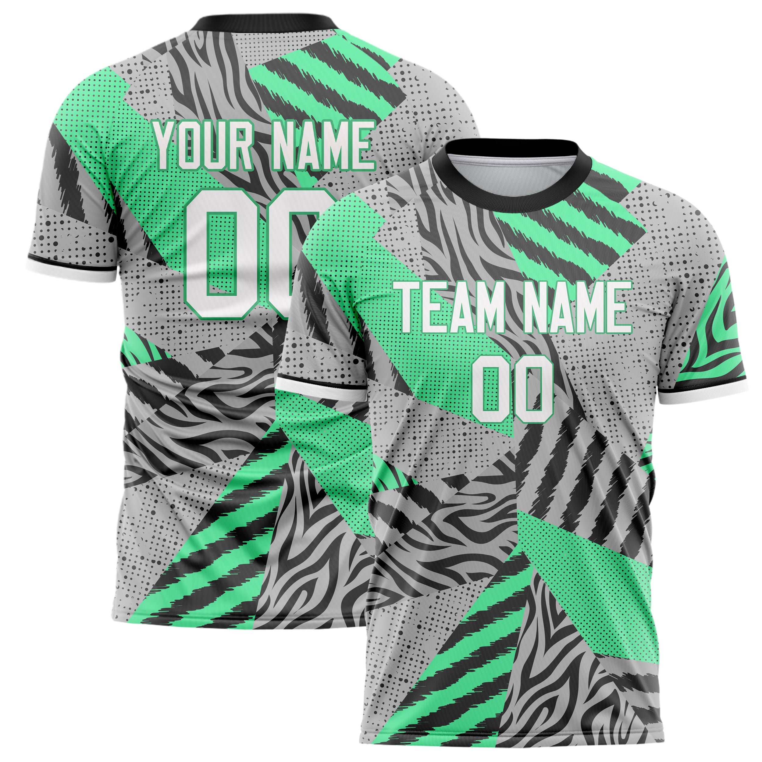 Personalized Gray & Teal Pattern Soccer Jersey