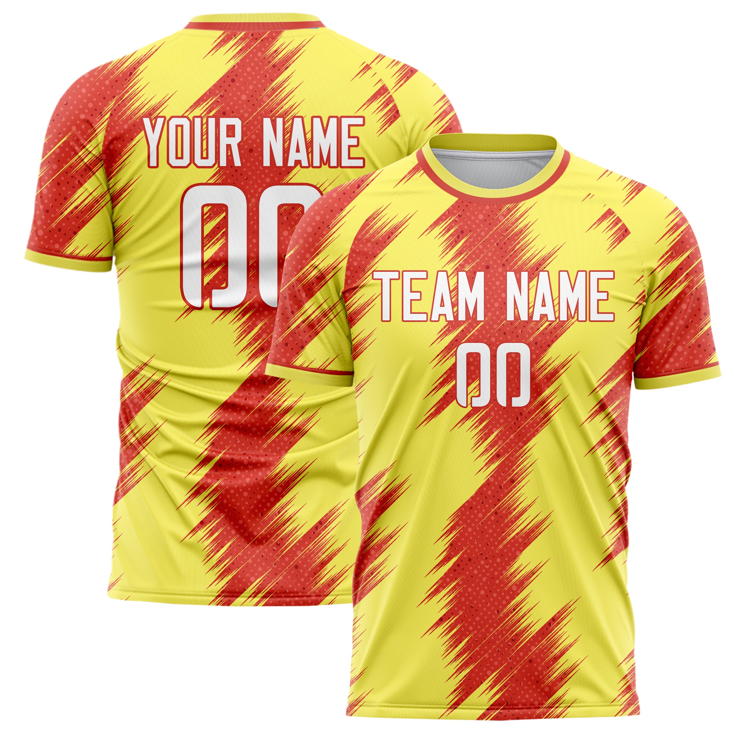 Personalized Yellow & Red Pattern Soccer Jersey