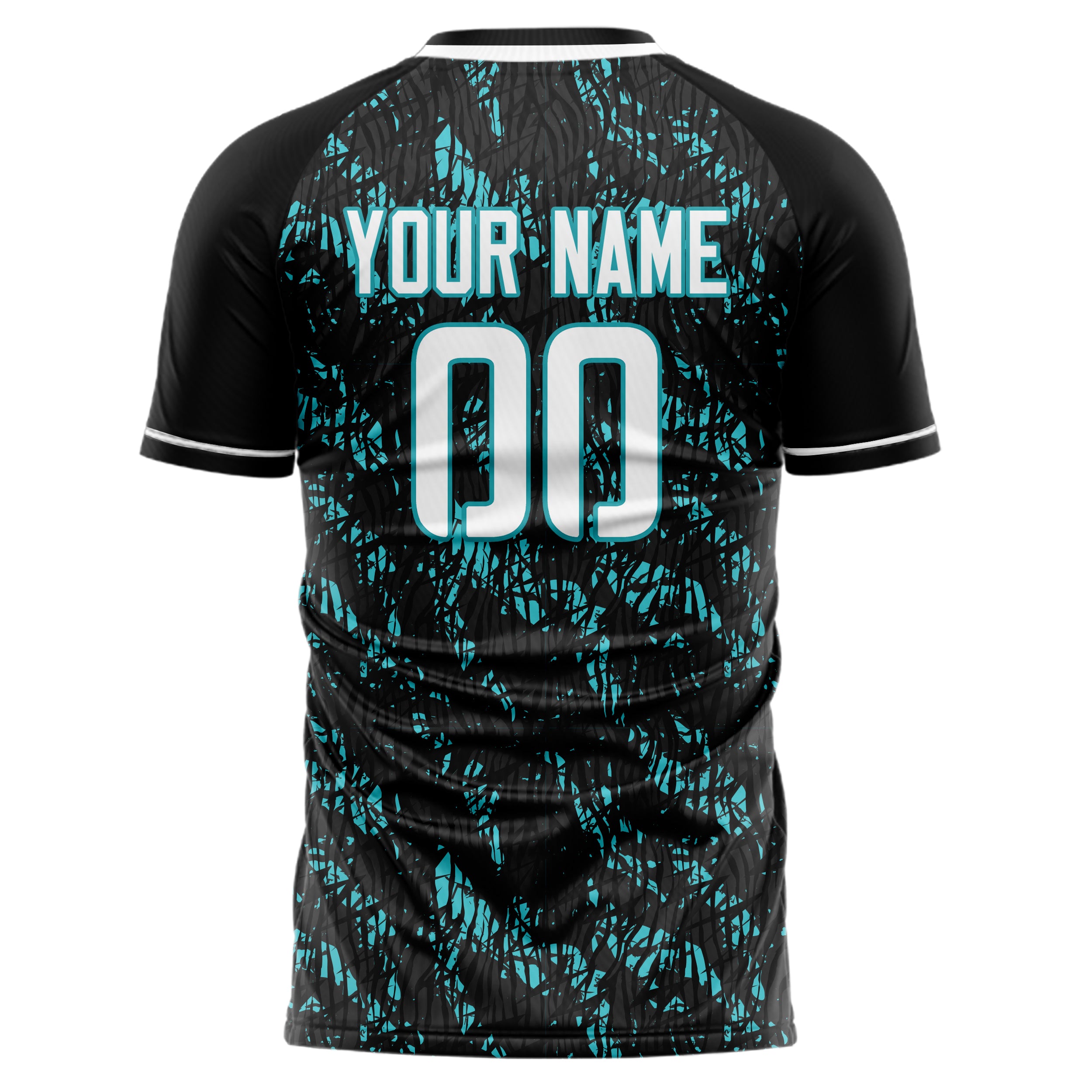Personalized Black & Teal Pattern Soccer Jersey