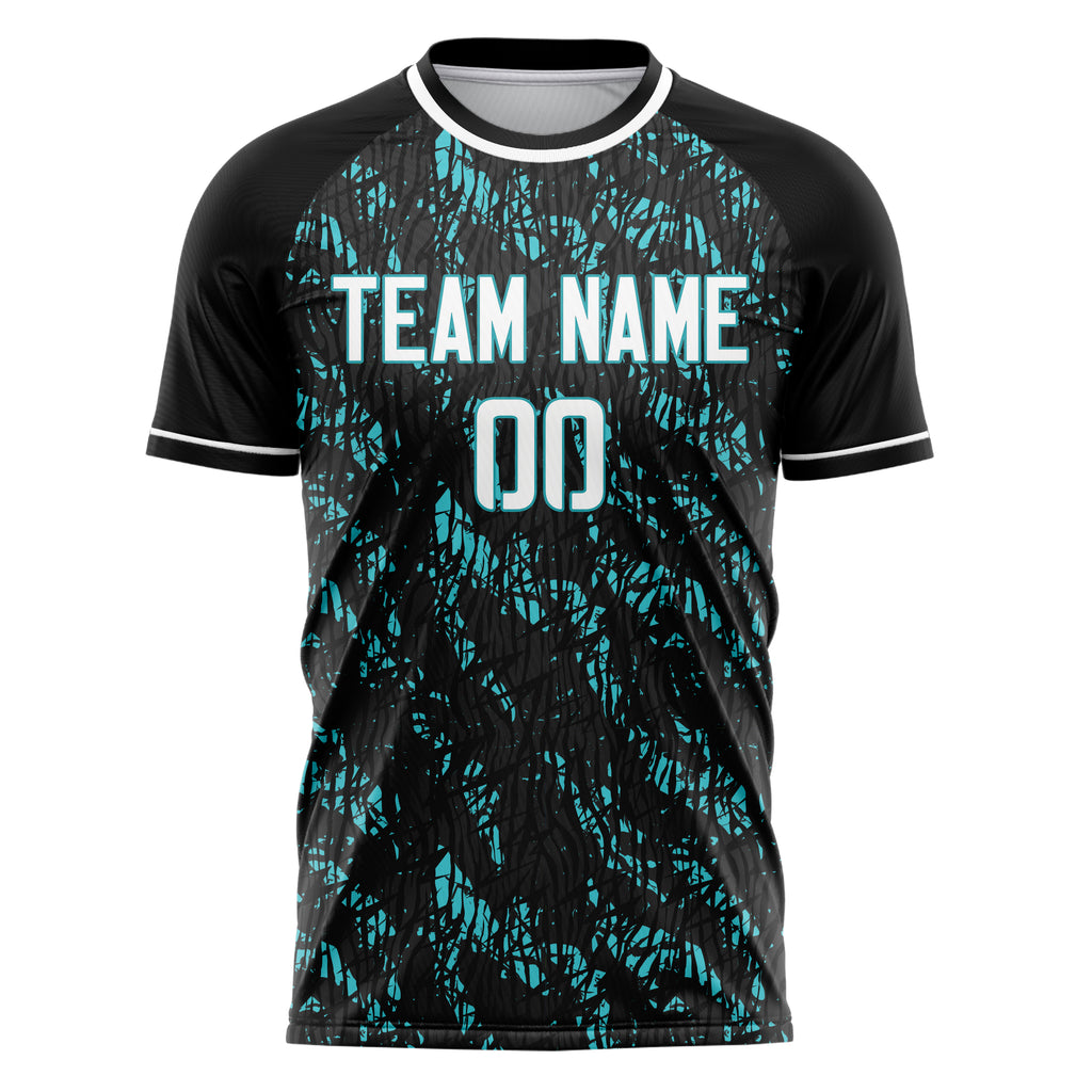 Personalized Black & Teal Pattern Soccer Jersey