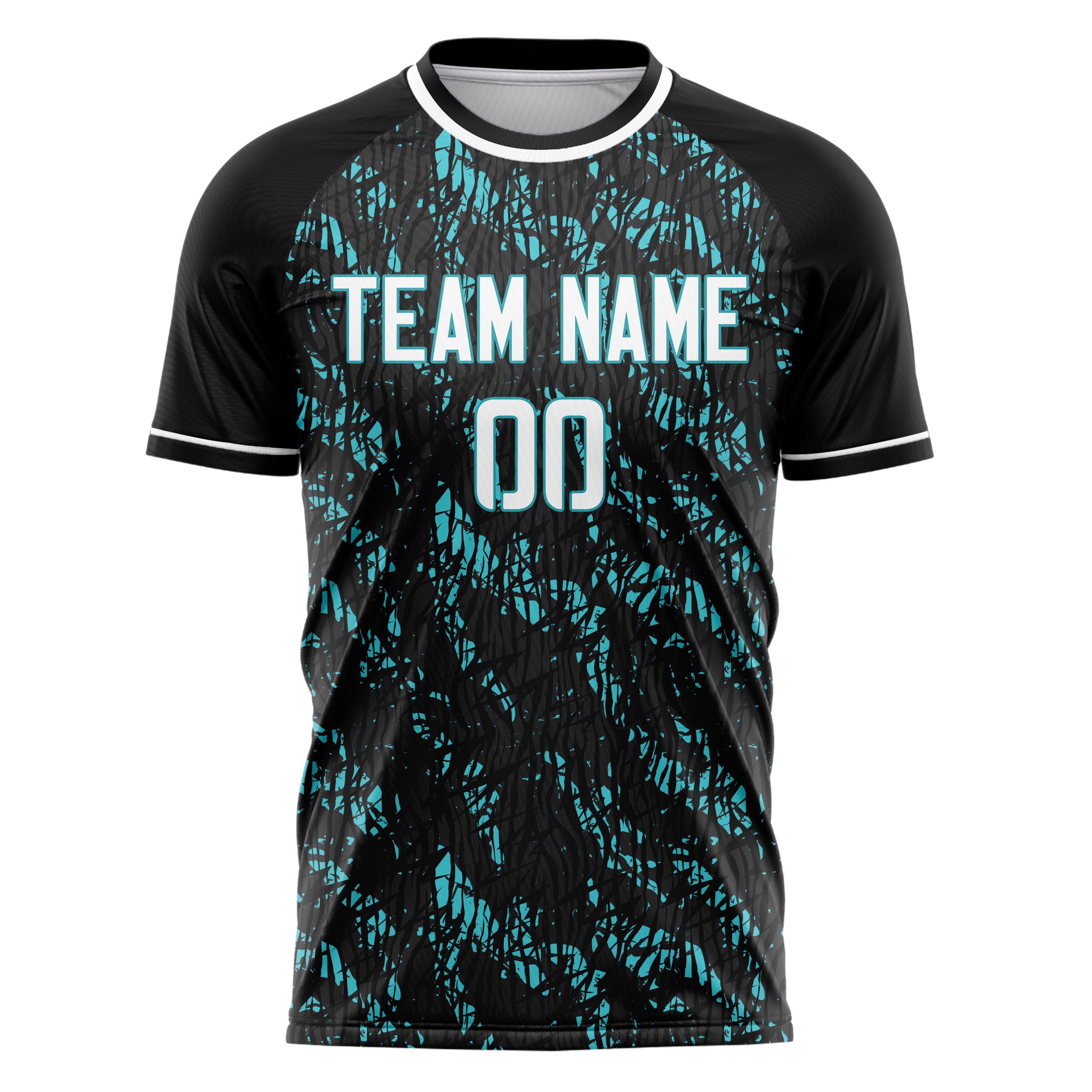 Personalized Black & Teal Pattern Soccer Jersey