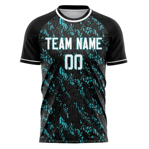 Personalized Black & Teal Pattern Soccer Jersey