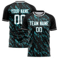 Personalized Black & Teal Pattern Soccer Jersey