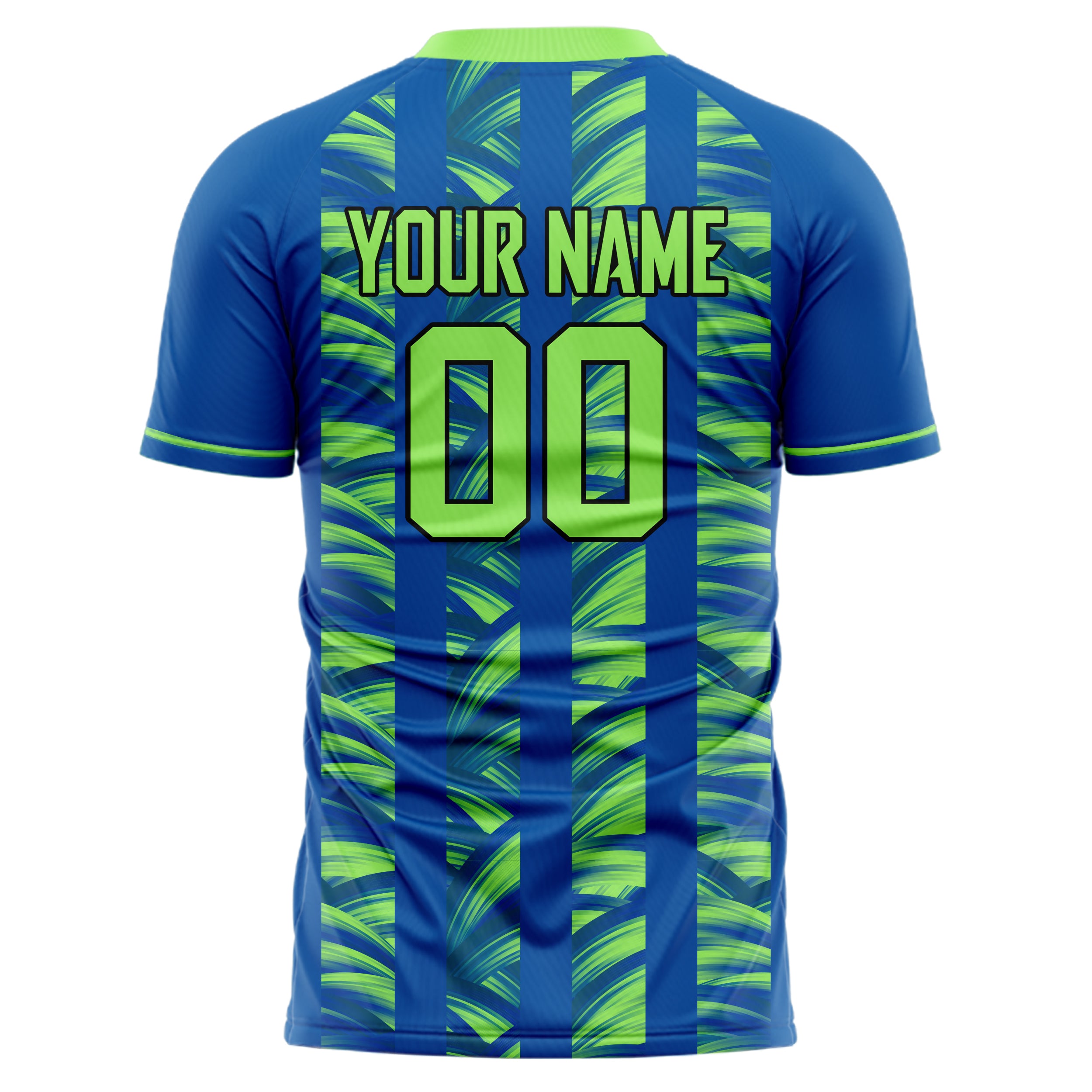 Personalized Royal & Neon Green Pattern Soccer Jersey