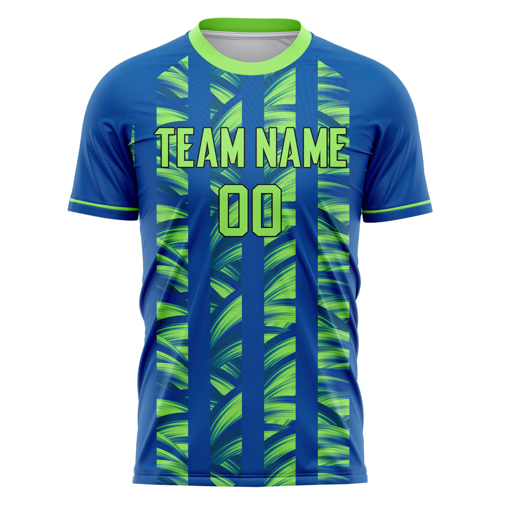 Personalized Royal & Neon Green Pattern Soccer Jersey