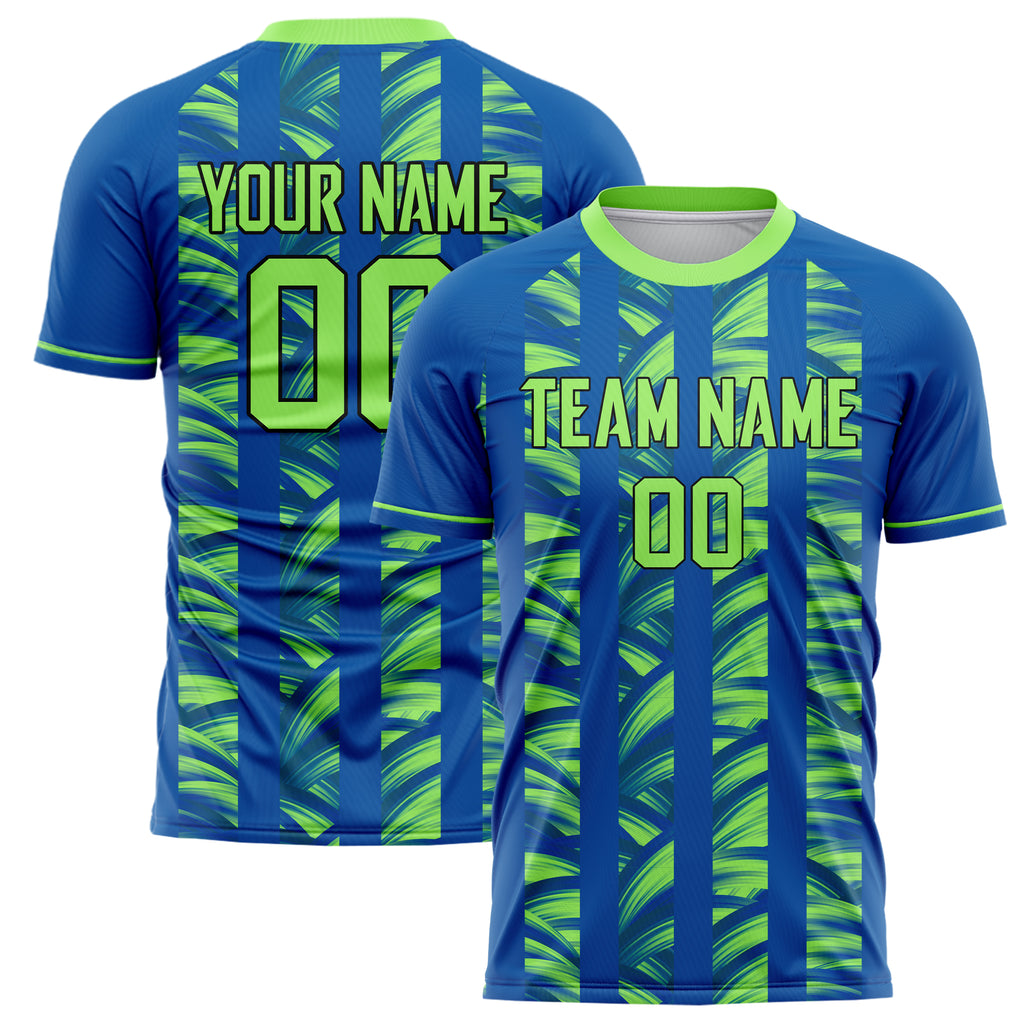 Personalized Royal & Neon Green Pattern Soccer Jersey