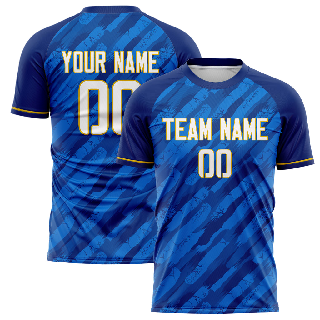 Personalized Royal & White Pattern Soccer Jersey