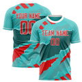 Personalized Teal & Red Pattern Soccer Jersey