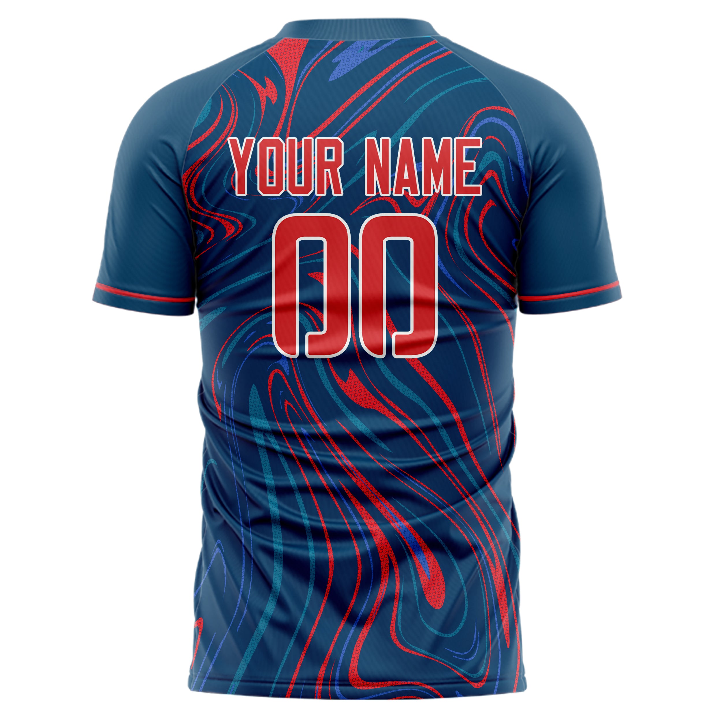 Personalized Navy & Red Pattern Soccer Jersey