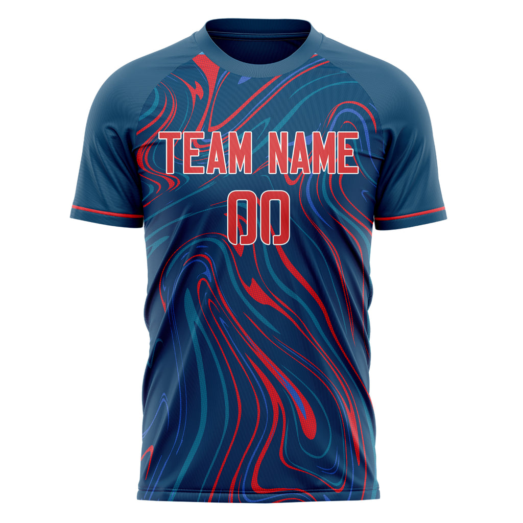 Personalized Navy & Red Pattern Soccer Jersey