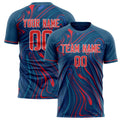 Personalized Navy & Red Pattern Soccer Jersey