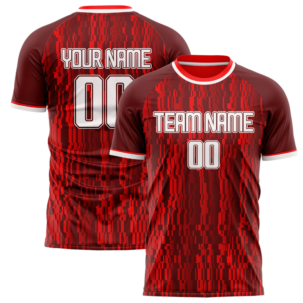 Personalized Red & White Pattern Soccer Jersey