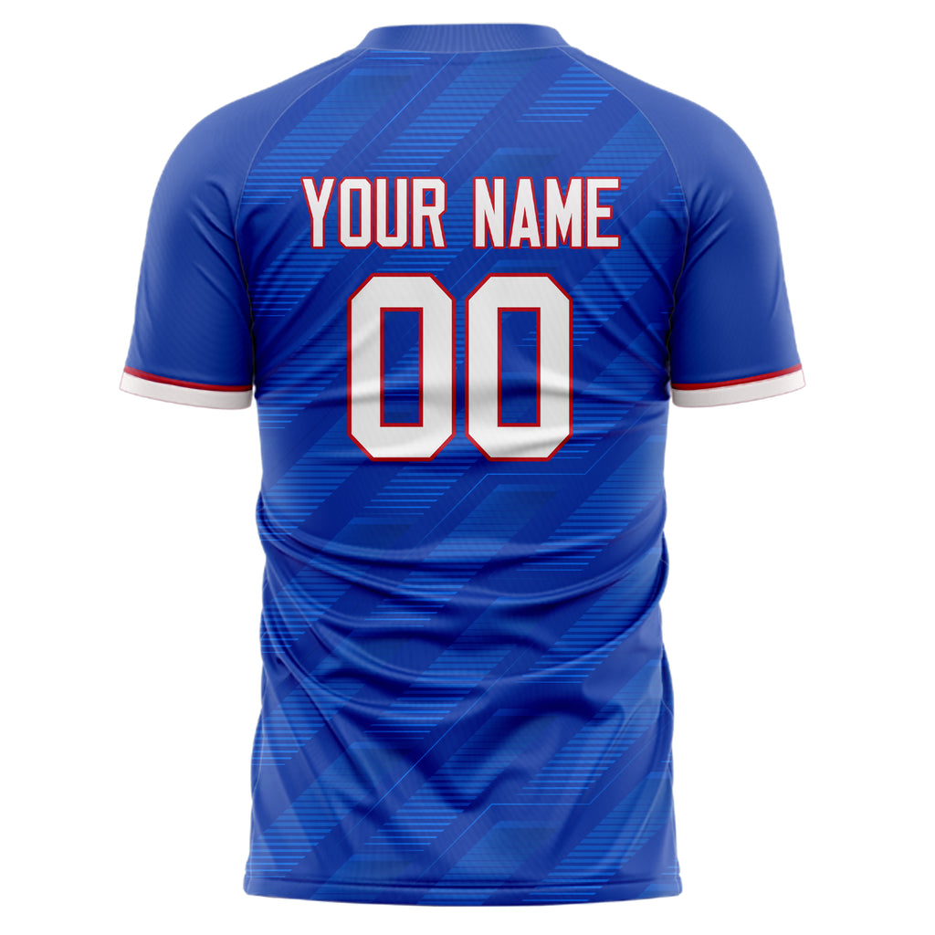 Personalized Royal & White Pattern Soccer Jersey