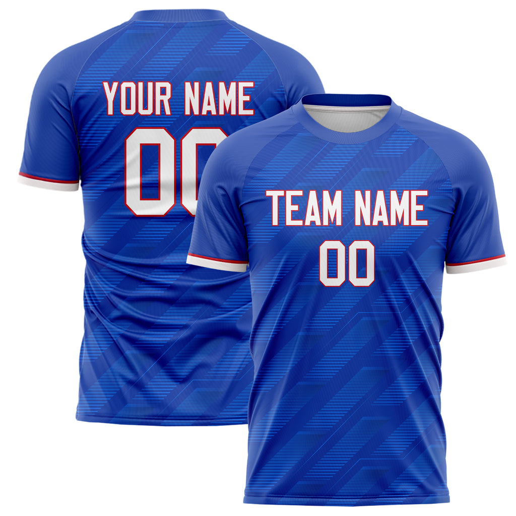 Personalized Royal & White Pattern Soccer Jersey