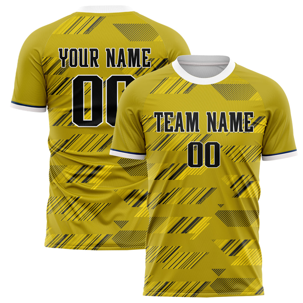 Personalized Old Gold & Black Pattern Soccer Jersey