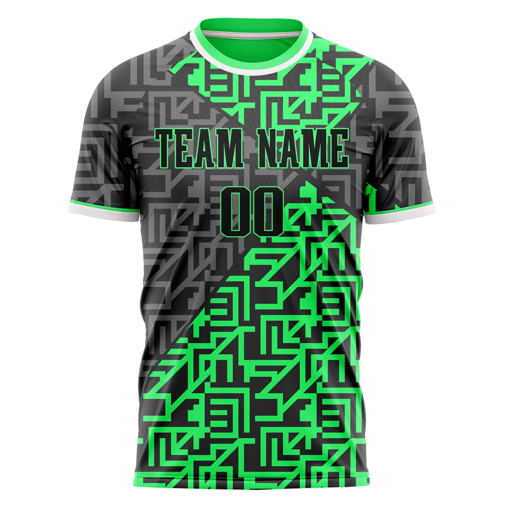 Personalized Neon Green & Gray Pattern Soccer Jersey